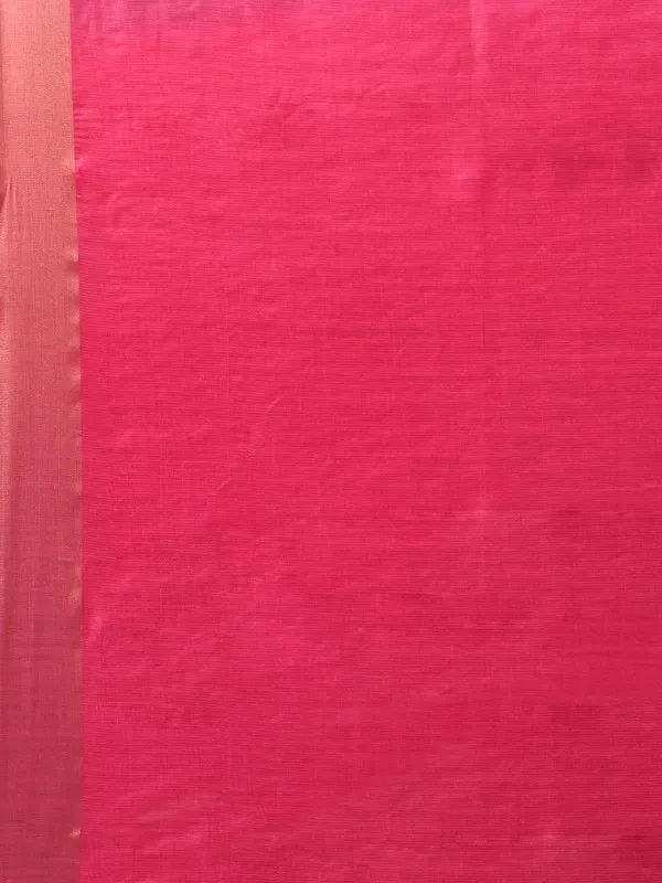 Handloom_Tussar_Munga_Silk_Two_Dye_Handloom_Blend_Saree_(Kelly_Green_&_Cerise_Pink)