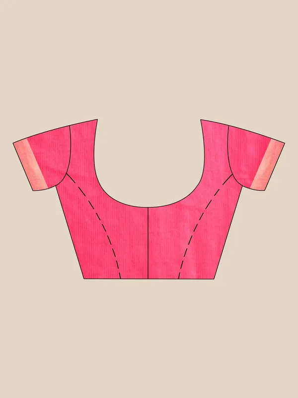 Handloom_Tussar_Munga_Silk_Two_Dye_Handloom_Blend_Saree_(Kelly_Green_&_Cerise_Pink)