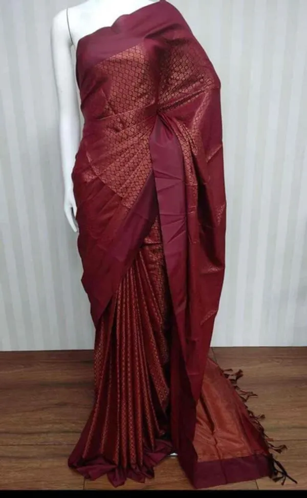 Maroon_Red_Handloom_Bhagalpuri_Craftted_Weaving_Patern_Designer_Saree