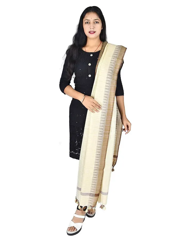 Natural_Textured_Linen_Handloo_Bhagalpuri_Temple_Dupatta_(Brown)
