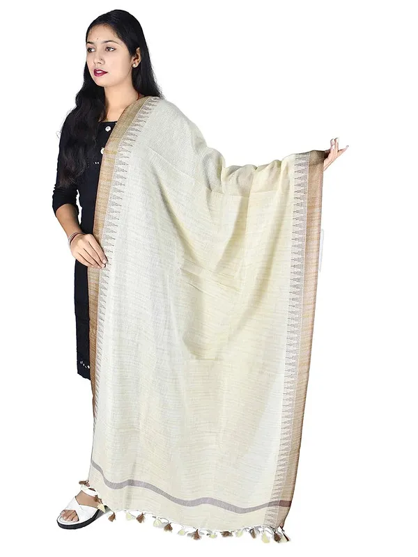 Natural_Textured_Linen_Handloo_Bhagalpuri_Temple_Dupatta_(Brown)
