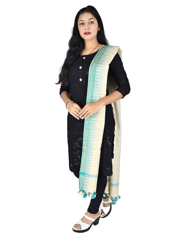 Linen_Handloom_Bhagalpuri_Temple_Dupatta_with_Color_Border_(Turquoise)
