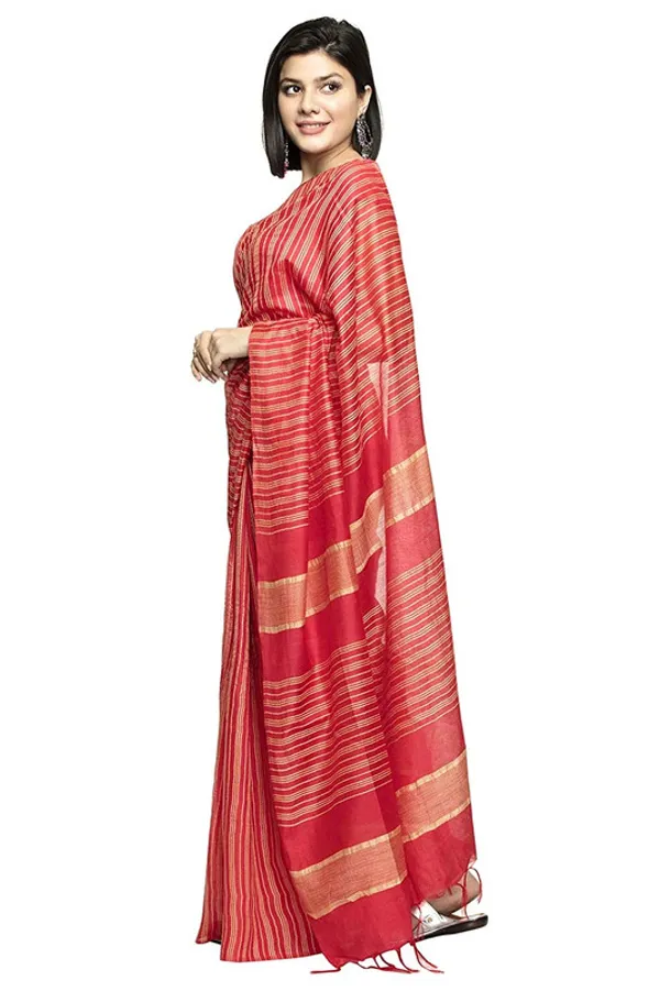 Kota_Art_Silk_Bhagalpuri_Handloom_Striped_Bollywood_Red_Saree