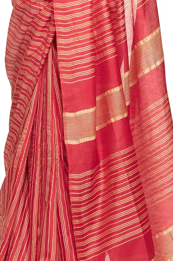 Kota_Art_Silk_Bhagalpuri_Handloom_Striped_Bollywood_Red_Saree