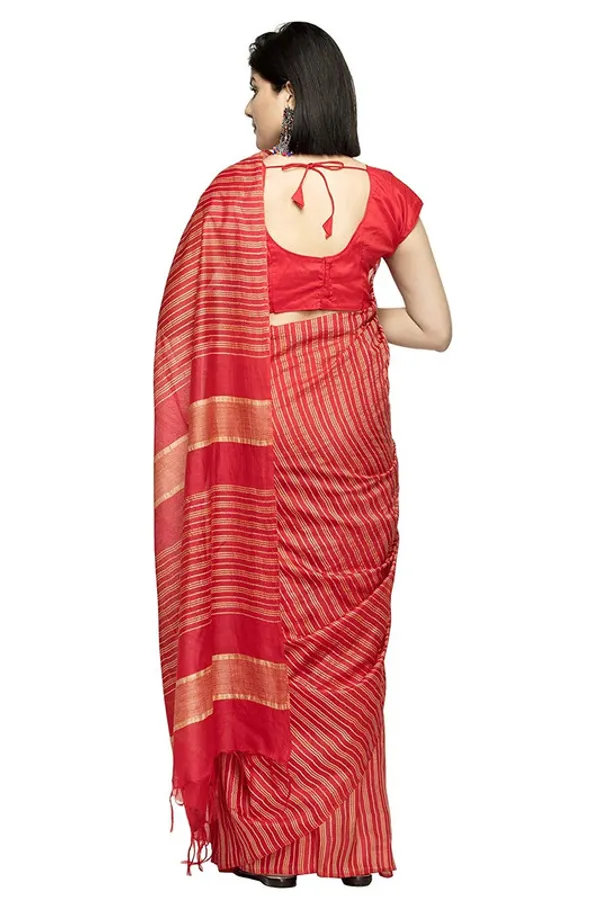 Kota_Art_Silk_Bhagalpuri_Handloom_Striped_Bollywood_Red_Saree