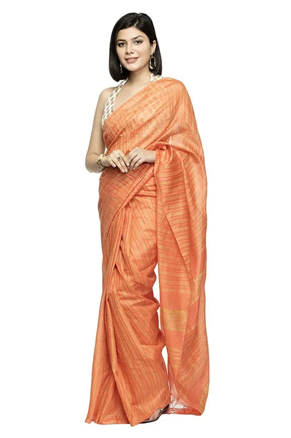 Striped_Kota_Silk_Handloom_Bhagalpuri_Bollywood_Saree_(Terry_Orange)