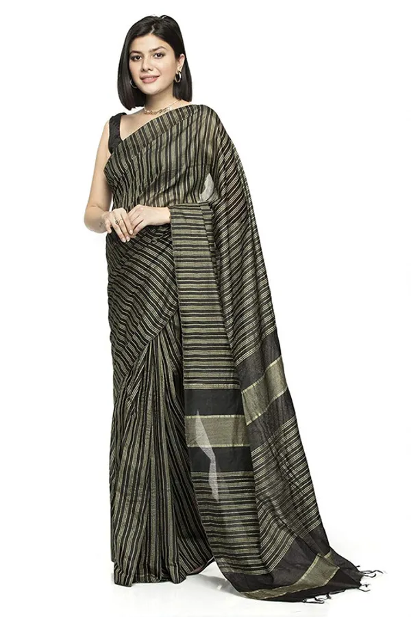 Art_Silk_Bhagalpuri_Handloom_Kota_Bollywood_Striped_Saree_(Black)