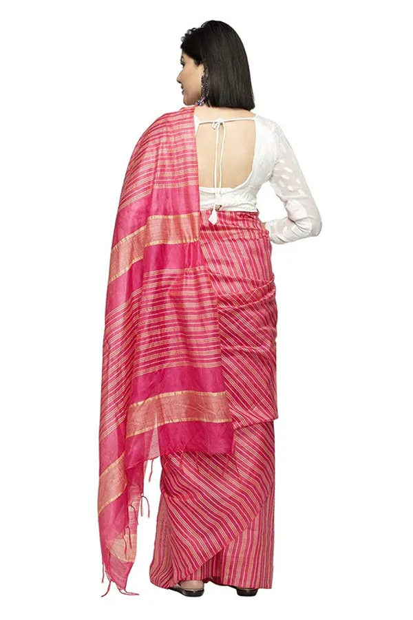 Bhagalpuri_Kota_Art_Silk_Handloom_Bollywood_Striped_Saree_(Cerise_Pink)