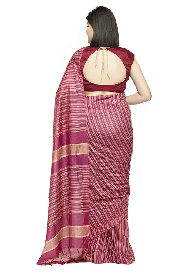 Bhagalpuri_Art_Silk_Handloom_Kota_Striped_Saree_with_Blouse_Piece_(Claret_Magenta)