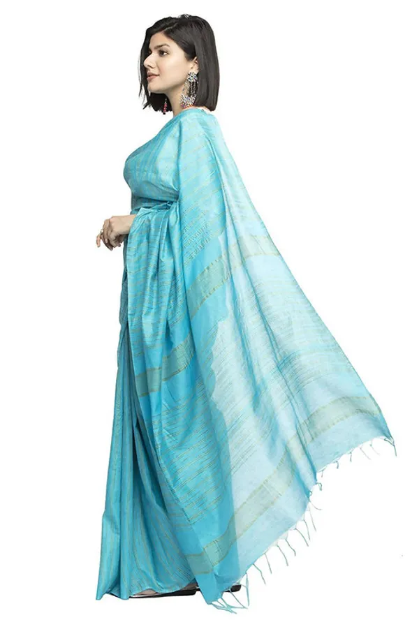 Kota_Art_Silk_Handloom_Striped_Saree_(Cyan)