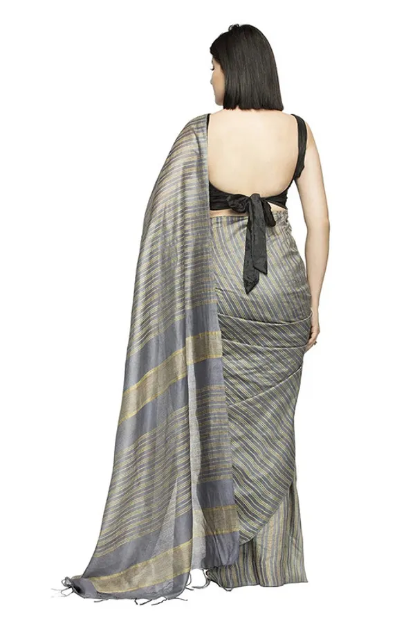 Striped_Handloom_Bhagalpuri_Kota_Silk_Bollywood_Saree_(Grey)