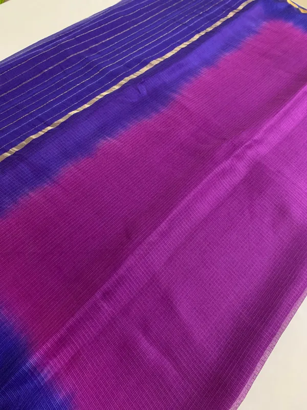 Handloom_Kota_Silk_Organza_Net_Temple_Border_Two_Dye_Bhagalpuri_Saree_(Magenta_&_Duke_Blue)