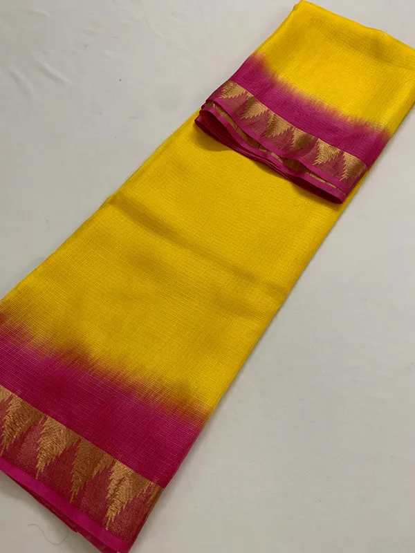 Temple_Border_Handloom_Two_Dye_Organza_Net_Saree_(Yellow_Hot_Pink)