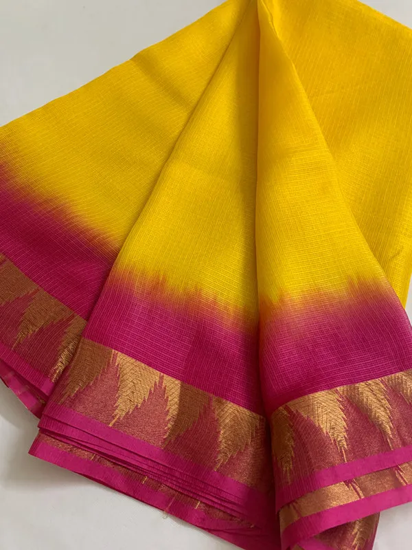 Temple_Border_Handloom_Two_Dye_Organza_Net_Saree_(Yellow_Hot_Pink)
