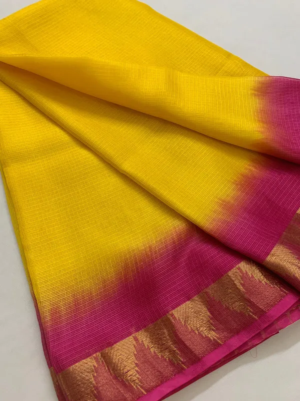 Temple_Border_Handloom_Two_Dye_Organza_Net_Saree_(Yellow_Hot_Pink)