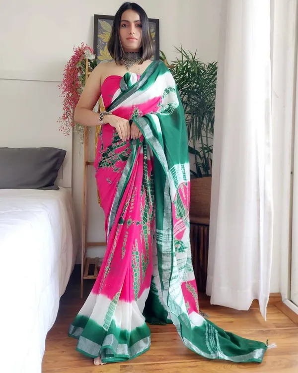 Handloom_Linen_Bhagalpuri_Sibory_Multi_Dye_Saree_(Mint_Green-White-Pink)