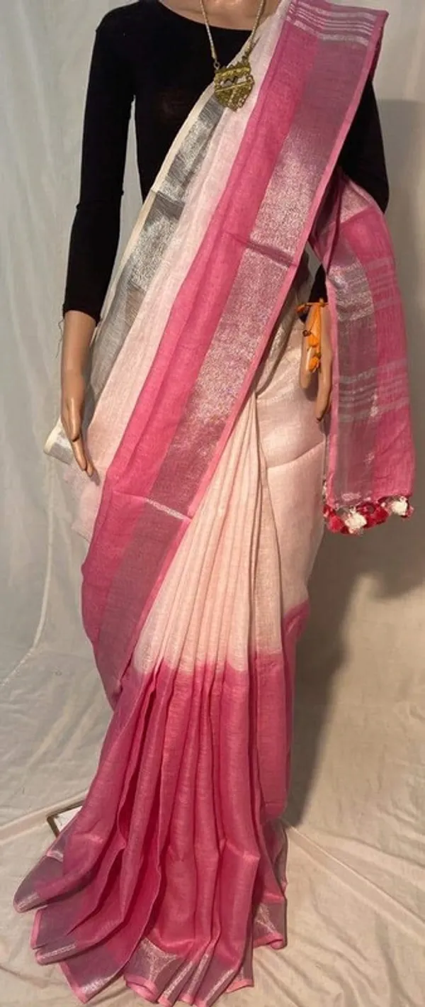 Handloom_Linen_Bhagalpuri_Saree_with_Dual_Tone_Dye_(Fog_&_Cranberry_Pink)