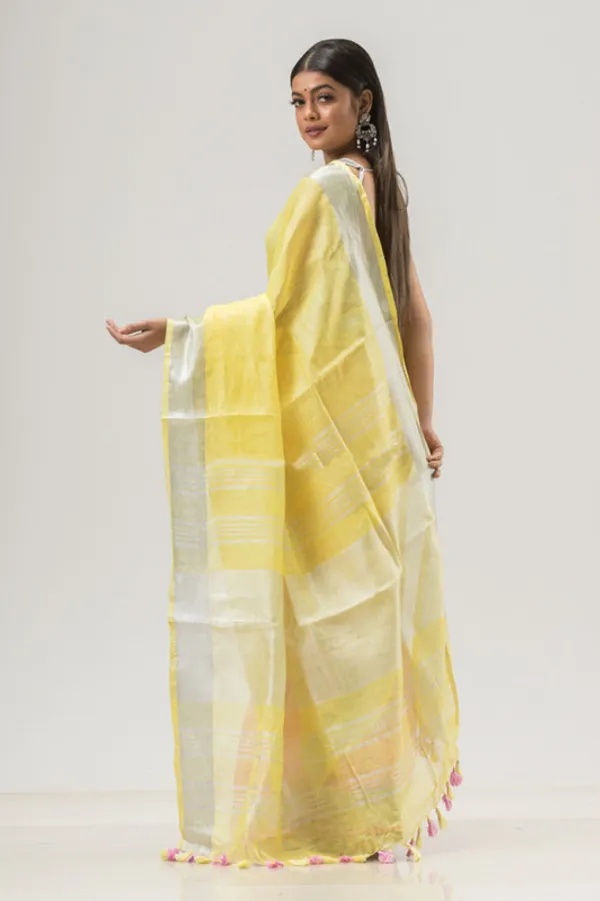 Linen_Bhagalpuri_Two_Dye_Handloom_Saree_(Yellow_&_Pink)