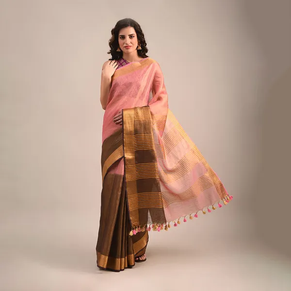 Handloom_Tissue_Linen_Bhagalpuri_Two_Dye_Saree