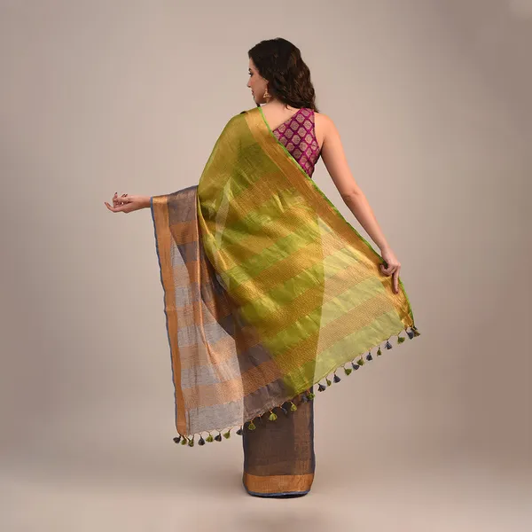Handloom_Bhagalpuri_Tissue_Linen_Two_Dye_Saree