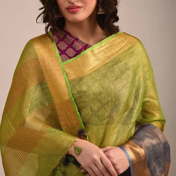 Handloom_Bhagalpuri_Tissue_Linen_Two_Dye_Saree
