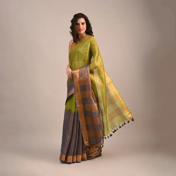 Handloom_Bhagalpuri_Tissue_Linen_Two_Dye_Saree