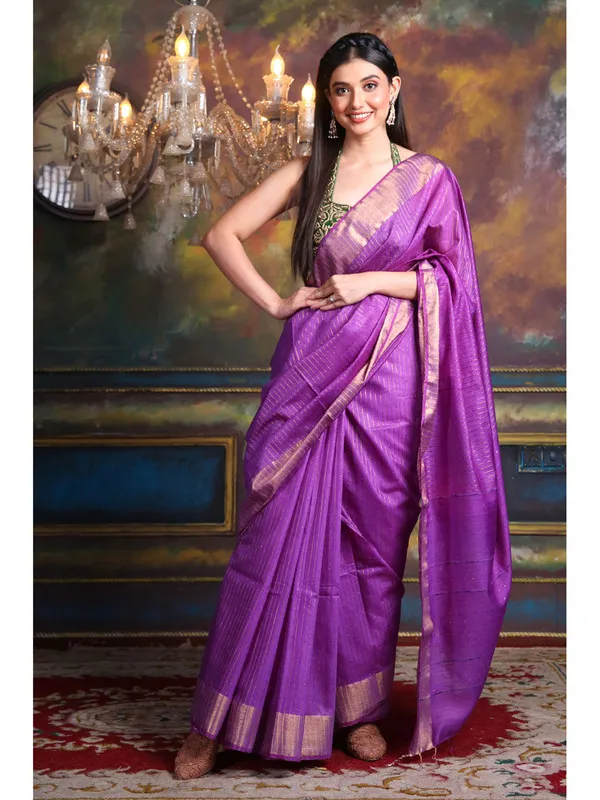 Bhagalpuri_Handloom_Cotton_Silk_Striped_Sequin_Pallu_Saree_for_women's_(Electric_Purple)