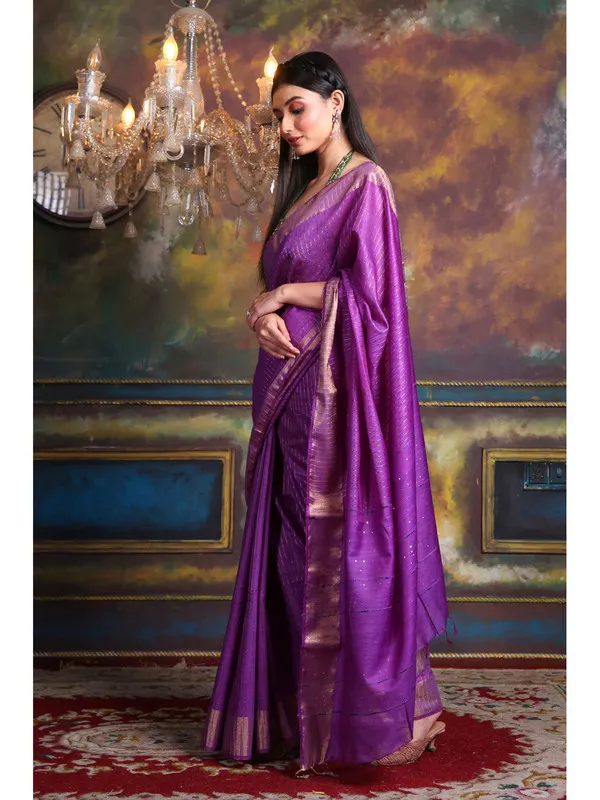 Bhagalpuri_Handloom_Cotton_Silk_Striped_Sequin_Pallu_Saree_for_women's_(Electric_Purple)