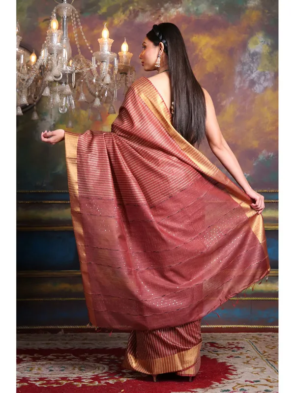 Cotton_Silk_Striped_Sequin_Pallu_Handloom_Saree_(Maroon_Red)