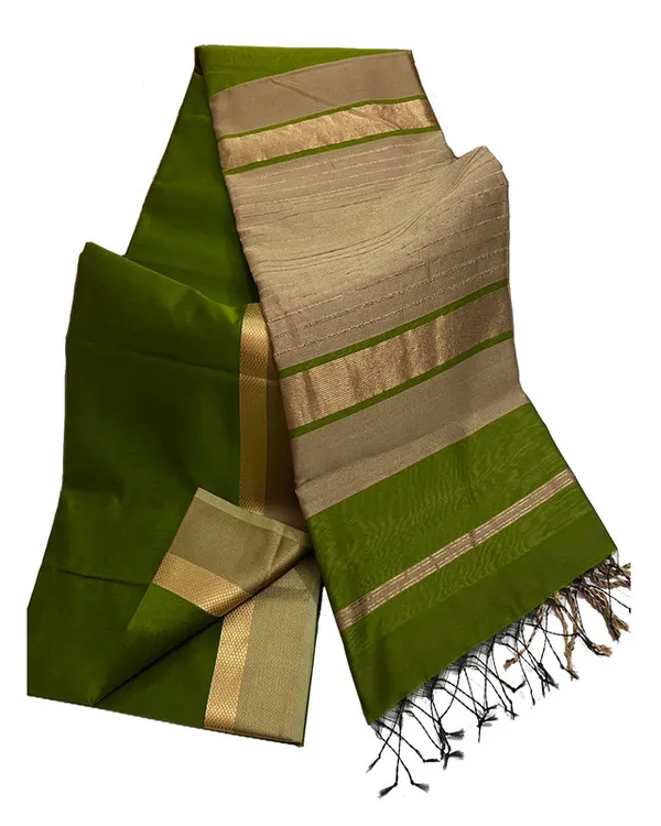 Tussar_Cotton_Silk_Bhagalpuri_Saree_with_Designed_Border_for_women_with_Free_Blouse_Piece_(Avocado_Green)