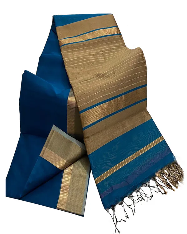 Tussar_Cotton_Silk_Bhagalpuri_Saree_with_Designed_Border_for_women's_(Capri_Blue)