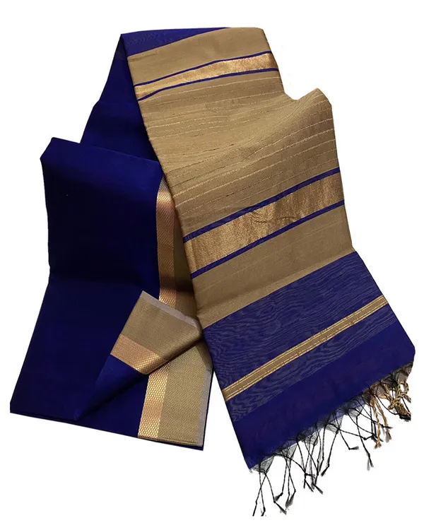 Tussar_Cotton_Silk_Bhagalpuri_Saree_with_Designed_Border_for_women's_(Dark_Blue)