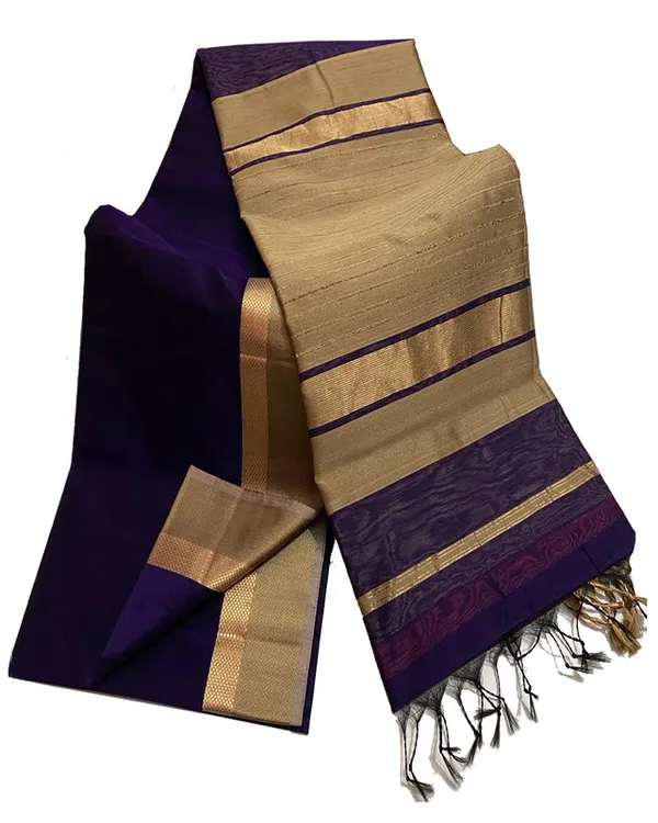 Tussar_Cotton_Silk_Bhagalpuri_Saree_with_Designed_Border_for_women's_(Dark_Indigo_Purple)