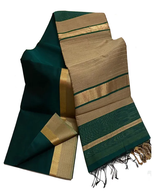 Bhagalpuri_Cotton_Tussar_Silk_Saree_with_Designed_Border_(Midnight_Green)