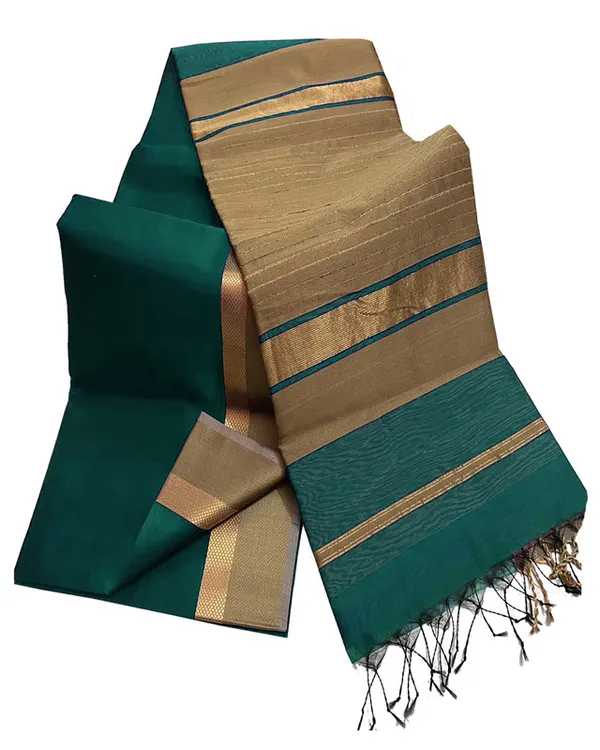 Bhagalpuri_Cotton_Tussar_Silk_Saree_with_Designed_Border_(Pine_Green)