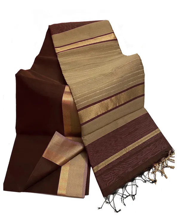 Bhagalpuri_Cotton_Tussar_Silk_Saree_with_Designed_Border_(Redwood_Brown)