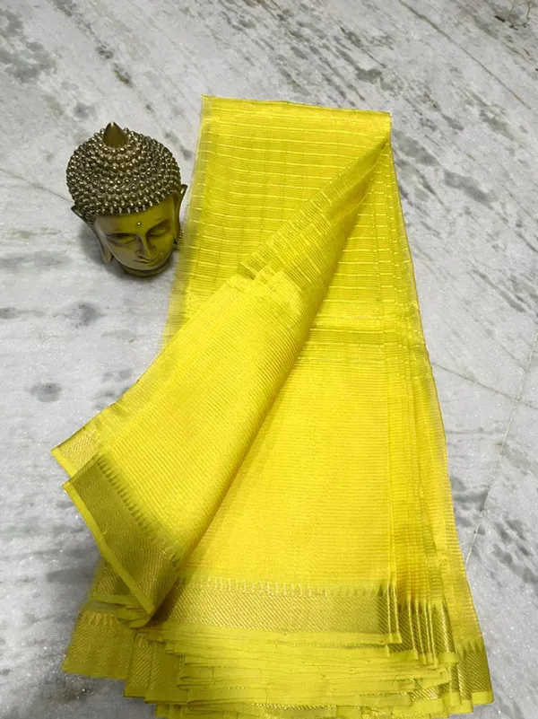 Bhagalpuri_Handloom_Cotton_Silk_Check_Half_Body_Saree_for_women's_(Canary_Yellow)