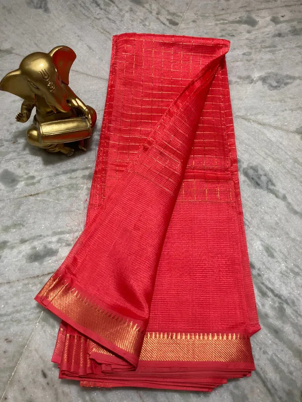 Bhagalpuri_Handloom_Cotton_Silk_Check_Half_Body_Saree_for_women's_(Crimson_Red)