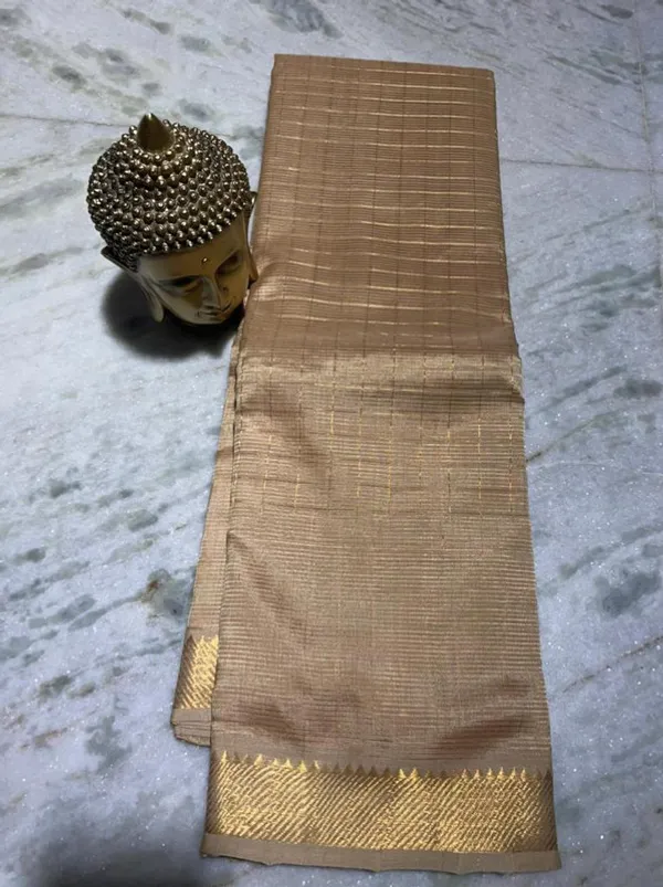 Bhagalpuri_Handloom_Cotton_Silk_Check_Half_Body_Saree_for_women's_(Dionie_Brown)