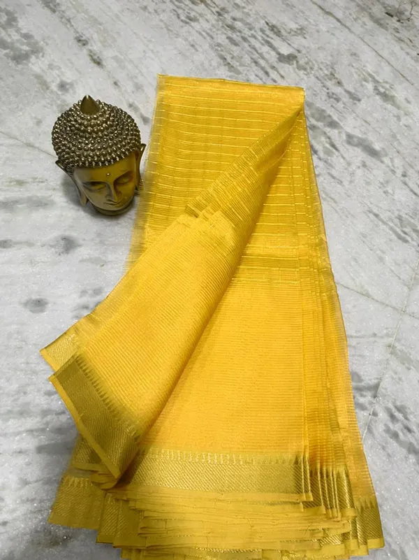 Bhagalpuri_Handloom_Cotton_Silk_Check_Half_Body_Saree_for_women's_(Gamboge_Yellow)