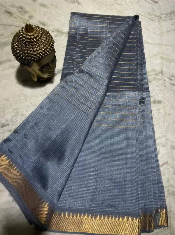 Bhagalpuri_Handloom_Cotton_Silk_Check_Half_Body_Saree_for_women's_(Grey)