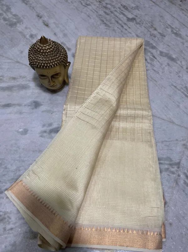 Bhagalpuri_Handloom_Cotton_Silk_Check_Half_Body_Saree_for_women's_(Off_White)