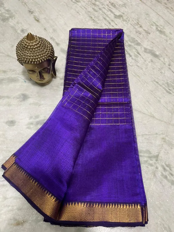 Bhagalpuri_Handloom_Cotton_Silk_Check_Half_Body_Saree_for_women's_(Persian_Indigo)