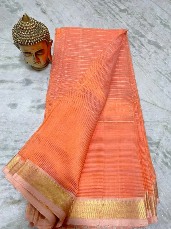 Bhagalpuri_Handloom_Cotton_Silk_Check_Half_Body_Saree_for_women's_(Salmoin_Orange)