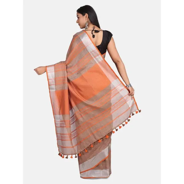 Handloom_Linen_Cotton_Blend_Contrast_Pallu_Bhagalpuri_Saree_for_Women_(Branie_Brown-Orange)