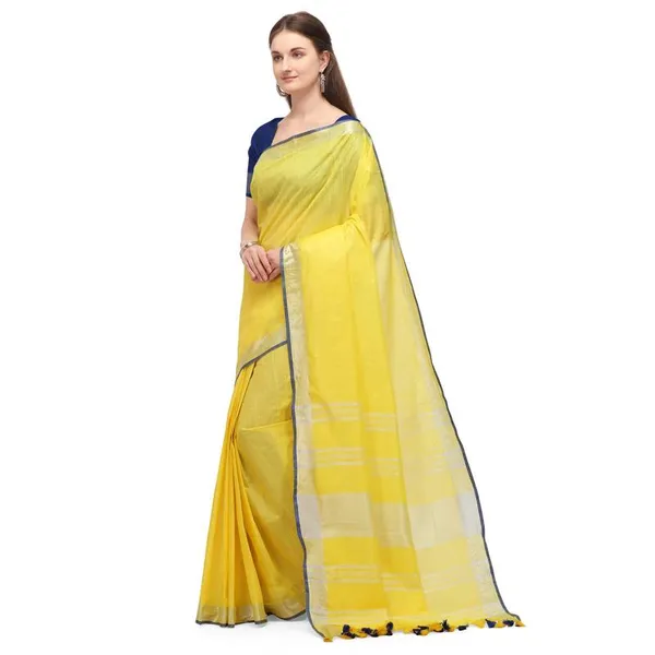 Handloom_Linen_Cotton_Blend_Contrast_Bhagalpuri_Saree_for_Women_(Canary_Yellow-Blue)