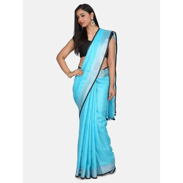 Handloom_Linen_Cotton_Blend_Contrast_Bhagalpuri_Saree_for_Women_(Cyan-Black)