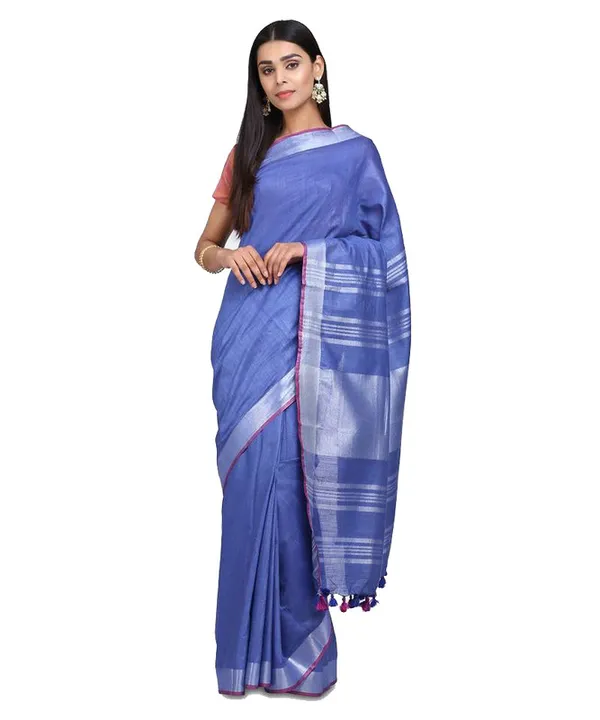 Handloom_Linen_Cotton_Blend_Contrast_Bhagalpuri_Saree_for_Women_(Dodger_Blue-Pink)