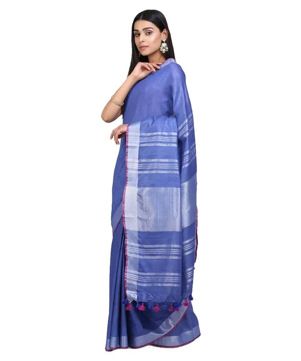 Handloom_Linen_Cotton_Blend_Contrast_Bhagalpuri_Saree_for_Women_(Dodger_Blue-Pink)