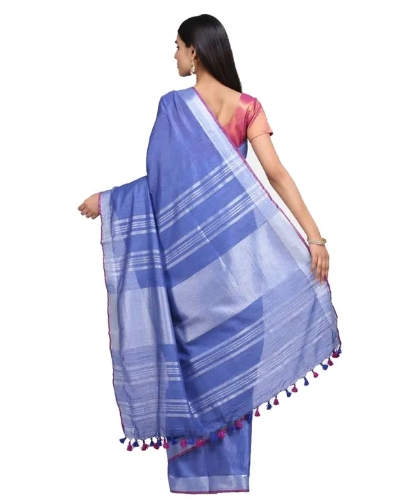 Handloom_Linen_Cotton_Blend_Contrast_Bhagalpuri_Saree_for_Women_(Dodger_Blue-Pink)
